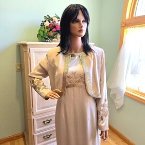 Elegant, 2-Piece, Light Tan, Beaded, Embellished, Formal, Cruise, Size 10